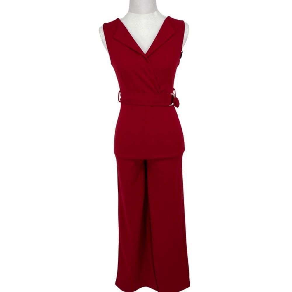 Joe & Elle red belted back zip jumpsuit